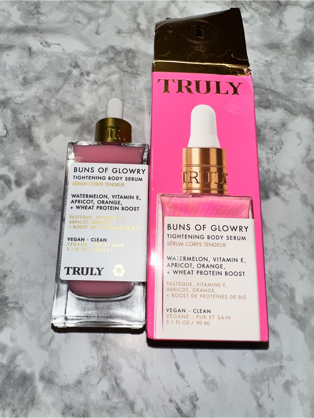 TRULY Buns of Glowry Tightening Body Serum - Pink and Gold Accents